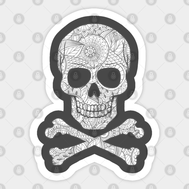 Pattern Skull with Cross Bones Sticker by Alema Art